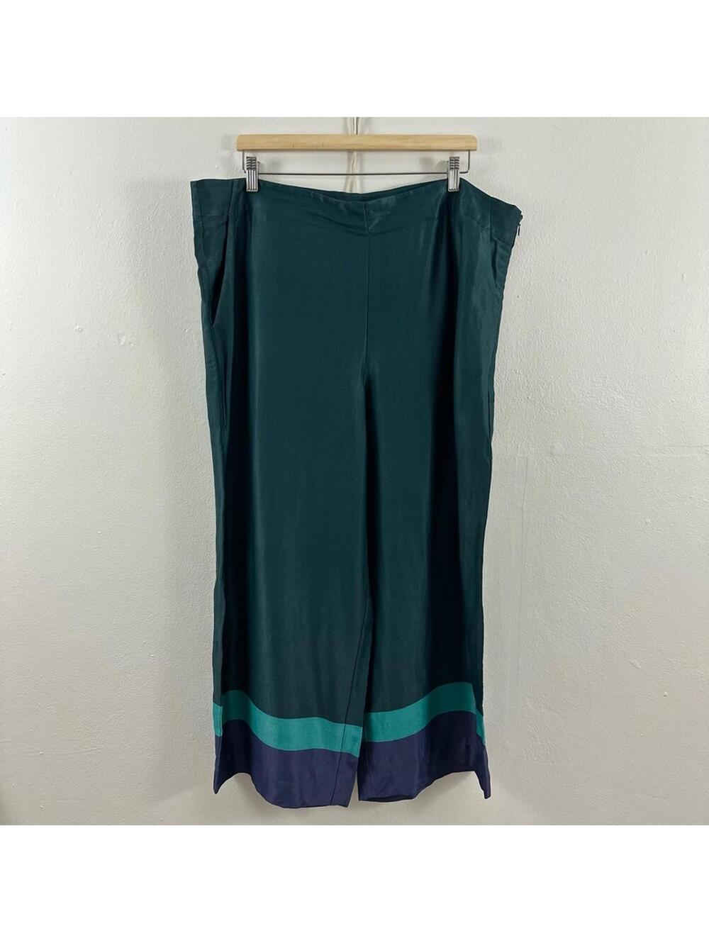 LOFT Colorblock Wide Leg BOHO Crop Pants Women's Size 18
